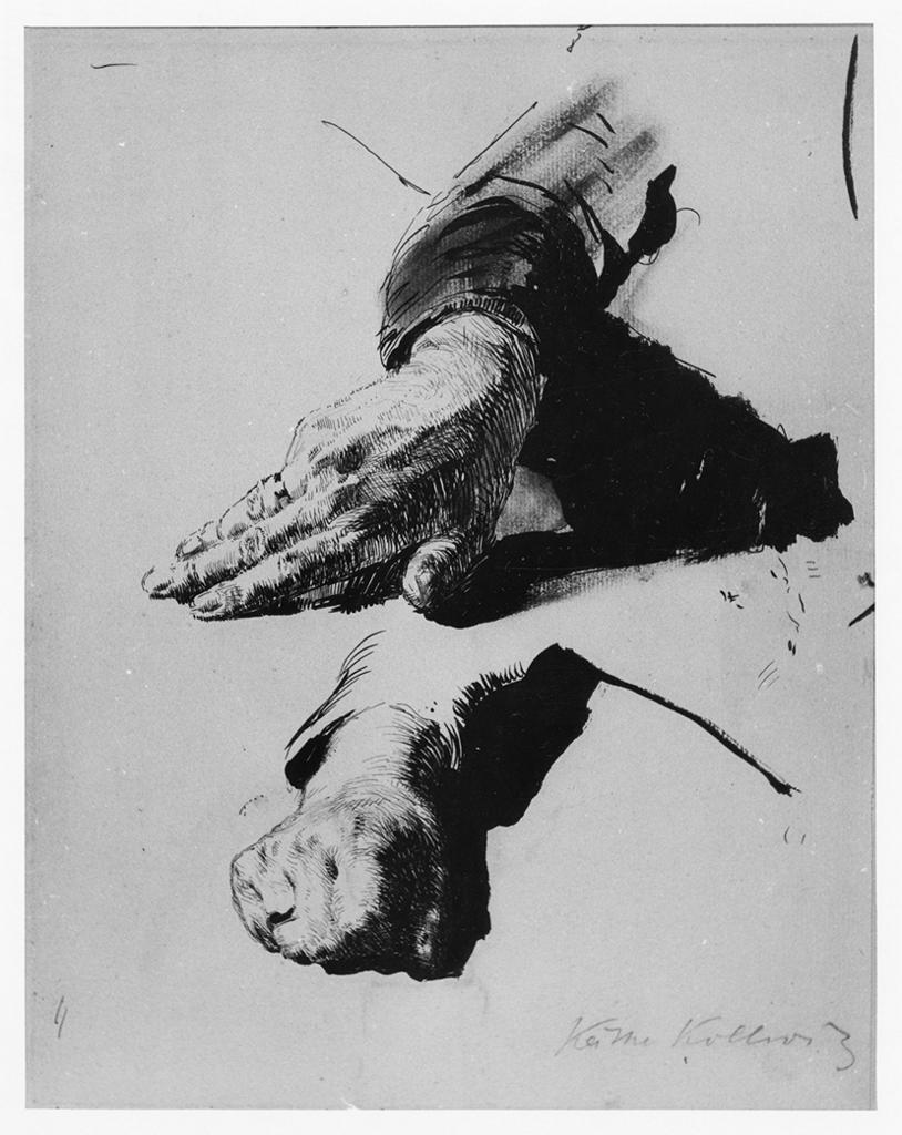 Käthe Kollwitz - Studies of the back of a right hand, ca. 1900. Charcoal on paper.