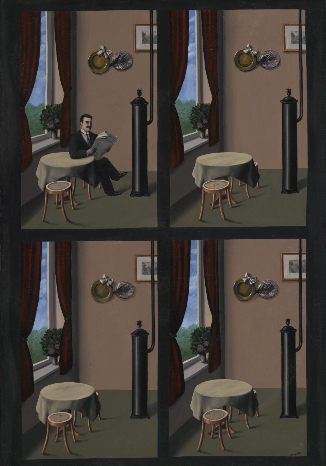 René Magritte - Man With Newspaper, 1928. Oil on canvas.